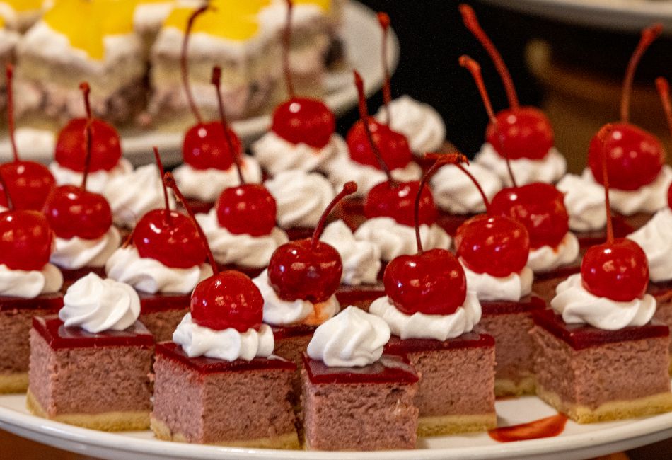 A close up image of the delicious desserts being served at the buffet at The Senchi Restaurant in The Royal Senchi Hotel & Resort in Ghana